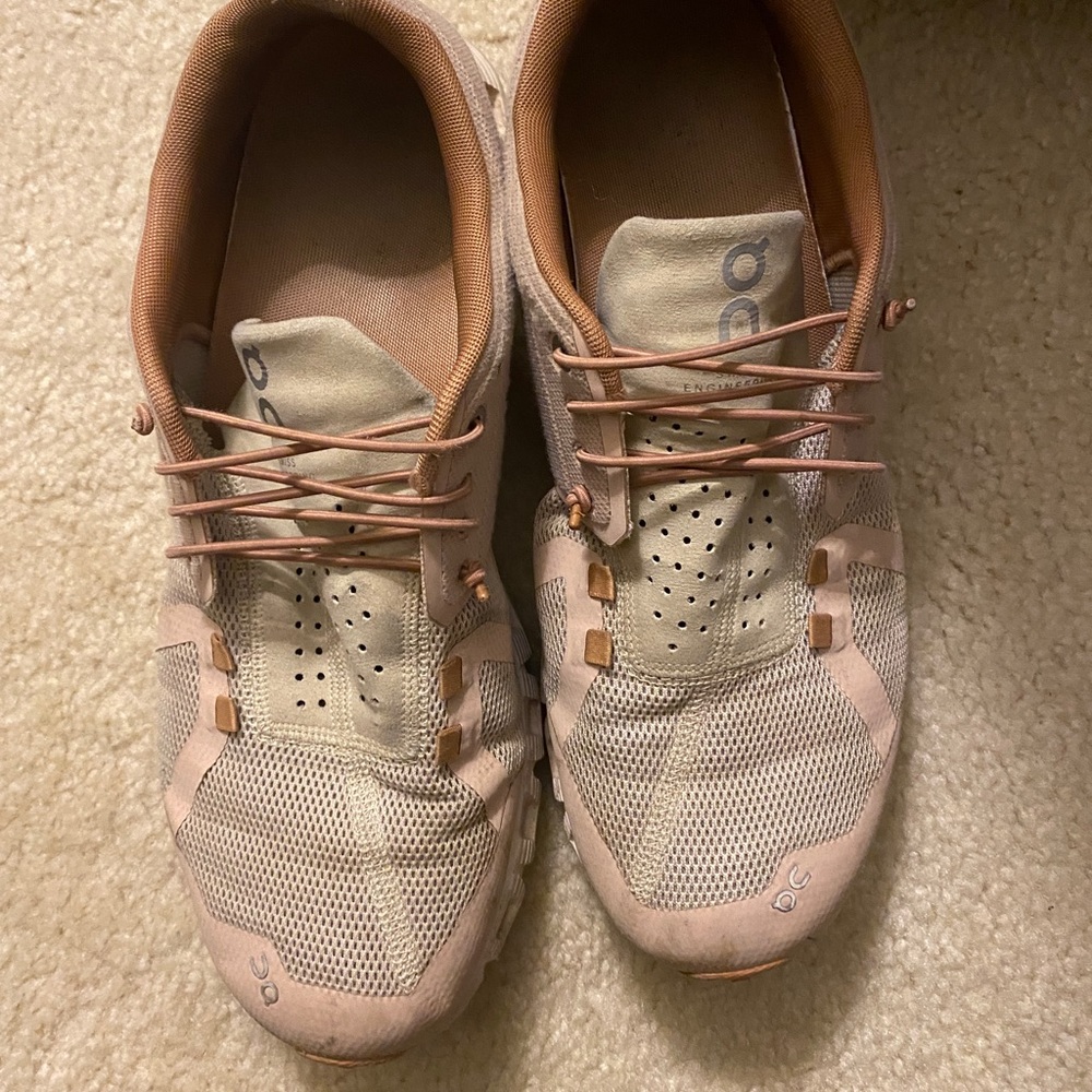 On cloud pink slip on tennis shoes